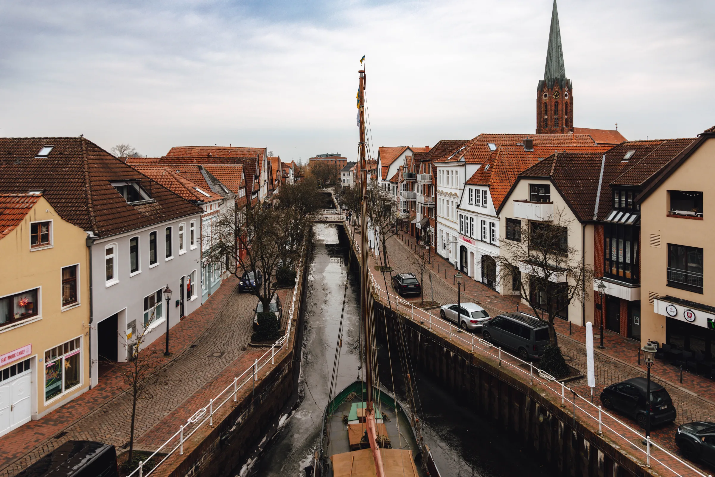 Blick über das Buxtehuder Fleth in der historischen Altstadt